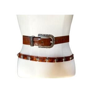 Brighton Vintage USA 90s 42107 Brown Silver Tortoise Hinged Links Size L Belt